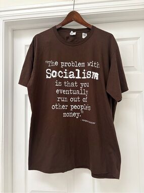 NWOT Port and Company Brown Graphic Quote Tee - White Text unisex